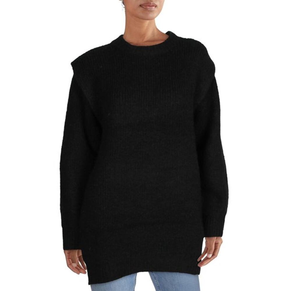 VERO MODA Black Thick Knit Pullover Sweater Ruffle Crew M